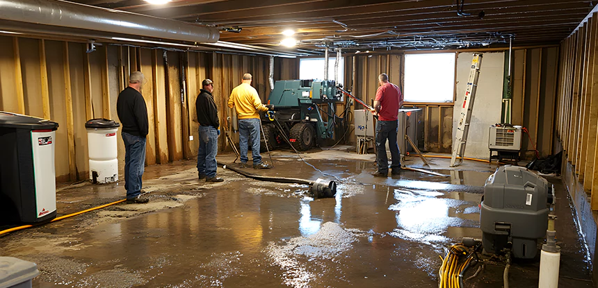 Cleaning Sewage From Basement Floor in Peachtree Corners